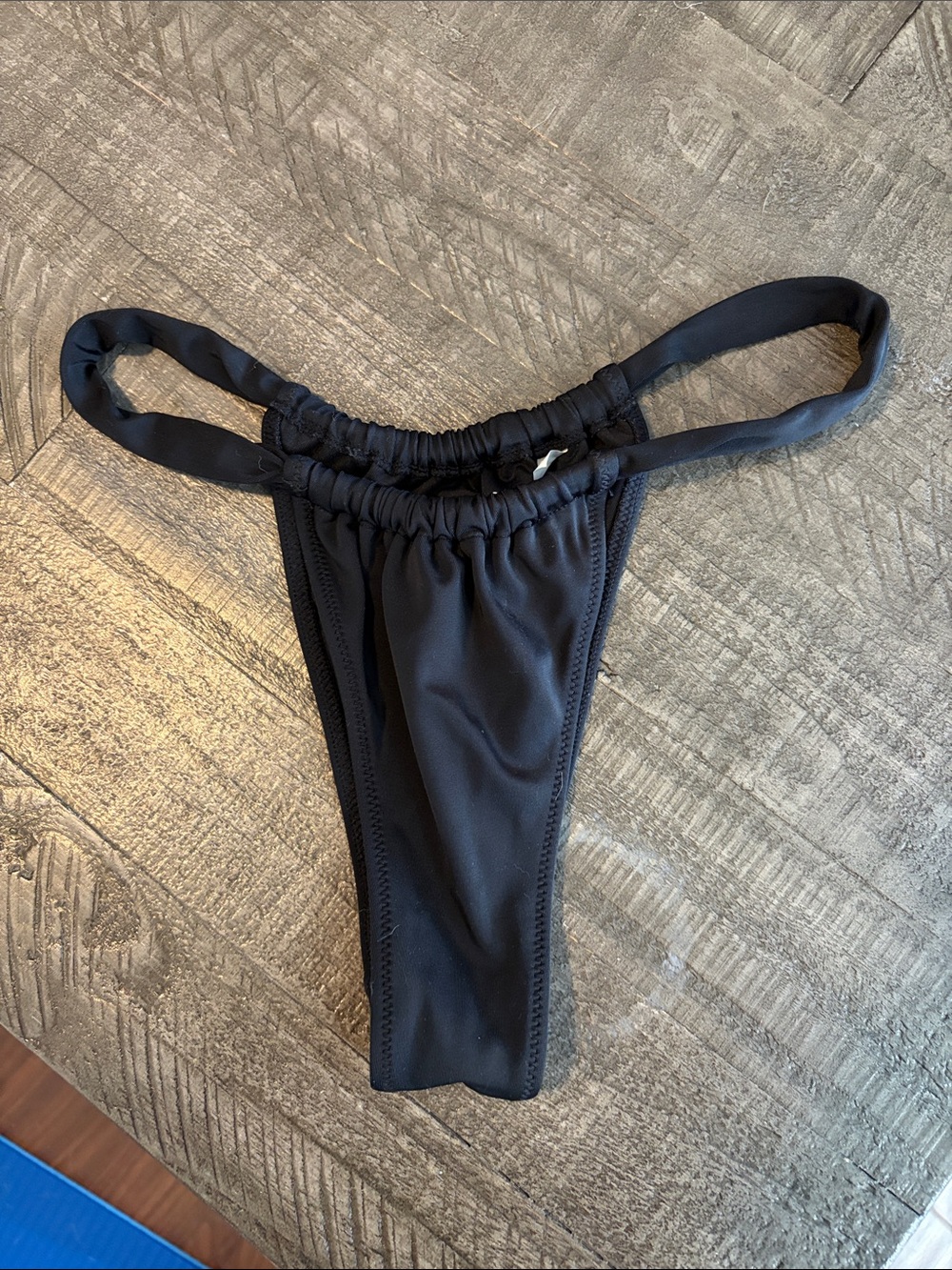 Shade & Shore Black Ruched High-Cut Bikini Bottom